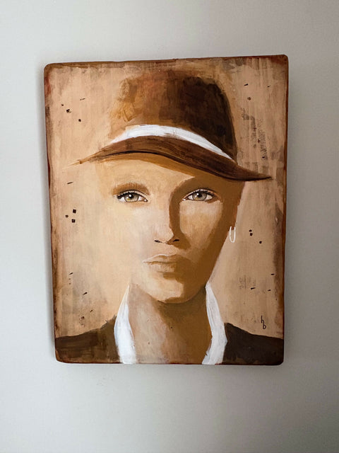 "Angie" - Acrylics on wood 14x18 - Original Artwork-Free Shipping*