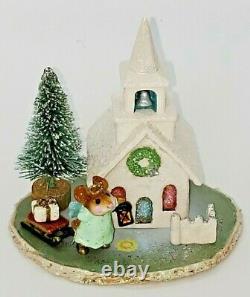 M-263, Midnight Clear with Church, Mint, Wee Forest Folk, Retired, Miniature