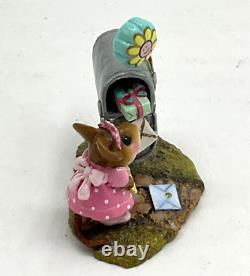 Retired Wee Forest Folk M-383 Best Birthday Ever Figure 2009 Mouse Mailbox