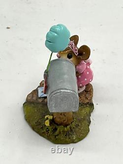 Retired Wee Forest Folk M-383 Best Birthday Ever Figure 2009 Mouse Mailbox