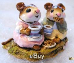 TEA FOR TWO Wee Forest Folk mouse A Petersen 1982 M-074 Label, with Box Retired