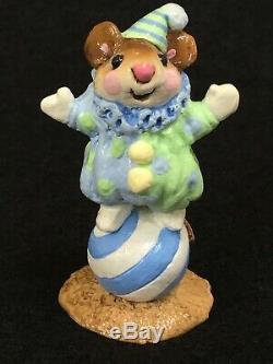 WEE FOREST FOLK Clown Mouse on Blue Ball Annette Petersen 1983 Retired M-098 Box