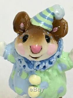 WEE FOREST FOLK Clown Mouse on Blue Ball Annette Petersen 1983 Retired M-098 Box