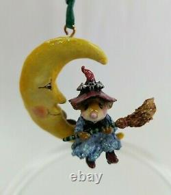 Wee Forest Folk Broom To The Moon M-623A Halloween Ornament Retired