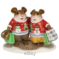 Wee Forest Folk CLOSE KNIT COUPLE, WFF# M-625, Christmas Sweater Mouse, Retired