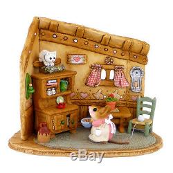 Wee Forest Folk COAXING KITTY WITH KIBBLE, WFF # M-480 PINK Mouse, Retired