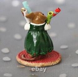 Wee Forest Folk Christmas Figurine M-655 Wrap it Up! (Green Dress)