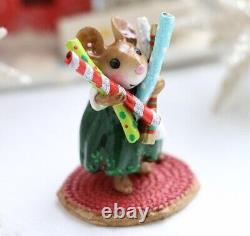 Wee Forest Folk Christmas Figurine M-655 Wrap it Up! (Green Dress)