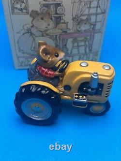 Wee Forest Folk Field Mouse Special Edition M133 Yellow Tractor Farmer Retired