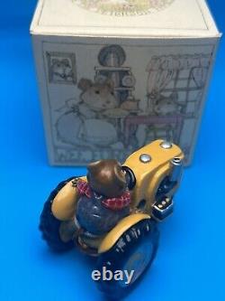 Wee Forest Folk Field Mouse Special Edition M133 Yellow Tractor Farmer Retired