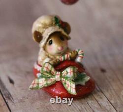 Wee Forest Folk Figurine M-498 Snuggled in for Christmas (Red Slipper)