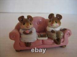 Wee Forest Folk First Date 2 Mice on Pink Couch 1986 William Petersen Retired NW