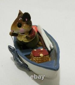 Wee Forest Folk Fishin' Chip MS-14 Retired 1985 WP Signed Figure