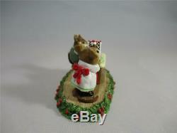 Wee Forest Folk Home Sweet Home White Dress Holly Base Retired in WFF Box