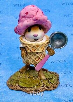 Wee Forest Folk ICE CREAM CONE, WFF# M-650x, Strawberry with Pink Scoop, Retired