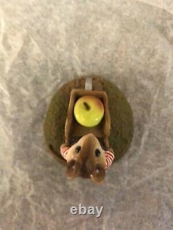 Wee Forest Folk M-104 Harvest Mouse Apple RETIRED Annette Peterson Rare