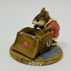 Wee Forest Folk M-126 Attic Treasure Mouse with Trunk Tiny Rose Dress Retired