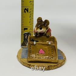 Wee Forest Folk M-126 Attic Treasure Mouse with Trunk Tiny Rose Dress Retired