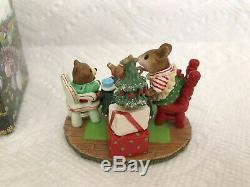 Wee Forest Folk M-177 Christmas TEA FOR THREE DARLING, Retired PRISTINE