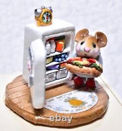 Wee Forest Folk M-201 Midnight Snack Gray White Fridge Food Mouse Retired WFF