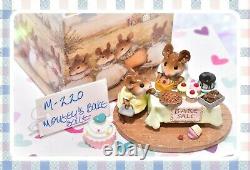 Wee Forest Folk M-220 Mousey's Bake Sale Retired Green Tablecloth Mouse Mice