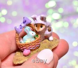 Wee Forest Folk M-251 Bunny in a Basket Lavender Purple Easter Retired WFF