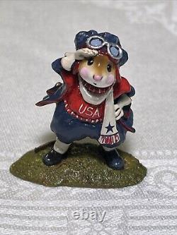 Wee Forest Folk M-267 ACE Aviator/Pilot Mouse RWB Version Retired