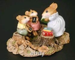 Wee Forest Folk M-268 Country Classroom Light Blue WP Signed 2001 RETIRED 3 Mice