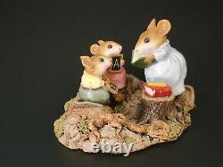 Wee Forest Folk M-268 Country Classroom Light Blue WP Signed 2001 RETIRED 3 Mice