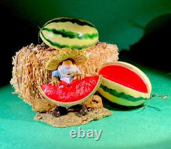 Wee Forest Folk M-283 FARM BOY withHayBale & 2 Watermelons. Retired. Free Shipping