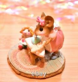 Wee Forest Folk M-291 Ironing Dollie's Doily Pink Dress Retired Mouse WFF