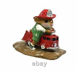 Wee Forest Folk MP-4 Fire Mouse With Fire Engine Retired Collectible