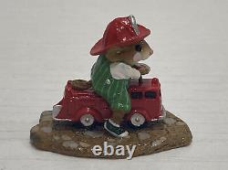 Wee Forest Folk MP-4 Fire Mouse With Fire Engine Retired Collectible (Damaged)