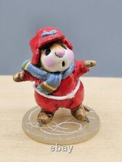 Wee Forest Folk MS-08 Skater Mouse Red Suit 1979 Annette Peterson Retired