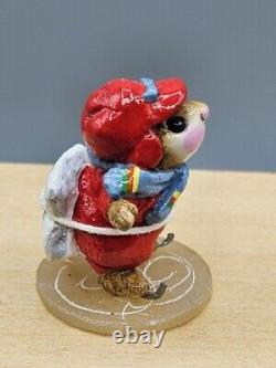 Wee Forest Folk MS-08 Skater Mouse Red Suit 1979 Annette Peterson Retired