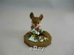 Wee Forest Folk Puzzled Pink Retired Cute Mouse in WFF Box