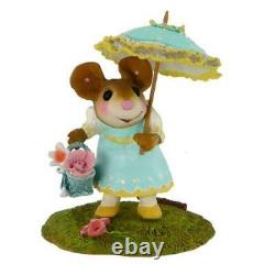 Wee Forest Folk Retired Figurine M-341a My Polka-Dotted Parasol (Teal)