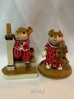 Wee Forest Folk Retired Red Early Riser and Mouseys Bunny Slippers Set