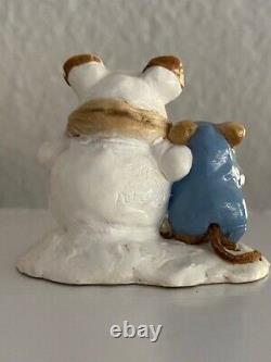 Wee Forest Folk Snowmouse & Friend (blue) retired 1982 Annette Petersen With Box