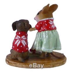 Wee Forest Folk WARM & FUZZY, WFF# M-516, Red Sweaters, Retired Dog & Mouse