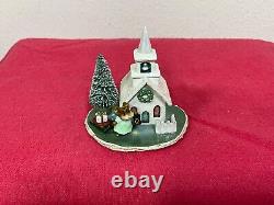 Wee forest folk church sene m-263 pulling a sled with presents retired 2013